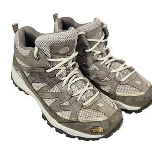 NORTH FACE WOMENS GORE-TEX HIKING BOOTS SZ 7.5 GREY OUTDOORS TRAILS WALKING